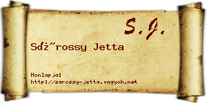 Sárossy Jetta névjegykártya